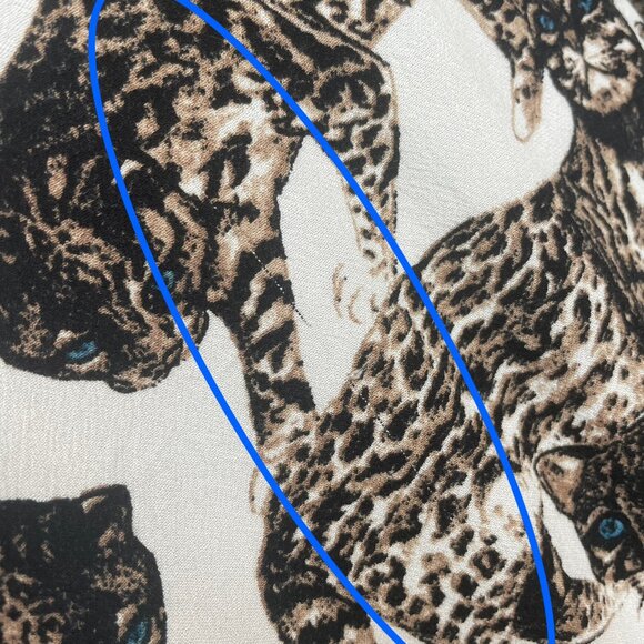 H&M Bengal Cat Dress Women Size 6 Animal Pattern A-Line Long Sleeves Viscose - Picture 13 of 16